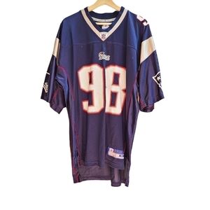 Vintage Reebok New England Patriots NFL Mesh Jersey Medium Navy Blue Y2K